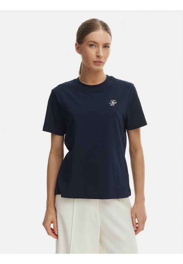 TOMMY HILFIGER - Tommy Hilfiger T-Shirt WW0WW48699 Granatowy Regular Fit. Kolor: niebieski. Materiał: bawełna