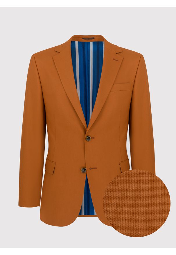 Pako Lorente - PAKO LORENTE – Pomarańczowa marynarka garniturowa P22SF-3G-021-P-S. Okazja: na ślub cywilny, na wesele. Kolor: pomarańczowy. Materiał: poliester, elastan, wiskoza