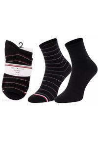 ZEAGLE - Skarpetki Tommy Hilfiger Damskie 2-Pack Preppy Czarne 39-42. Kolor: czarny. Materiał: elastan, poliamid, bawełna