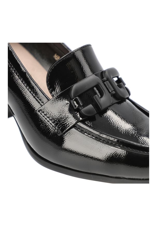 Czarne Półbuty S.Barski Eleganckie Lakierowane Obuwie Damskie. Okazja: do pracy. Kolor: czarny. Materiał: lakier. Obcas: na obcasie. Styl: elegancki. Wysokość obcasa: średni