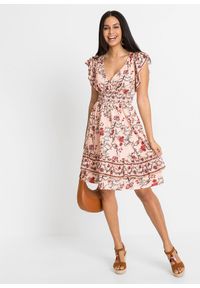bonprix - Sukienka z dżerseju. Kolor: pomarańczowy. Materiał: jersey. Wzór: nadruk #3