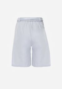 Born2be - Niebieskie Szorty z Wysokim Stanem Bermudy z Paskiem Haidis. Okazja: na co dzień. Stan: podwyższony. Kolor: niebieski. Materiał: materiał. Styl: casual #7