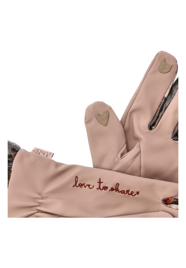 Różowe Zimowe Damskie Rękawiczki Anekke. Kolor: różowy. Materiał: materiał. Wzór: aplikacja. Sezon: zima. Styl: elegancki, casual