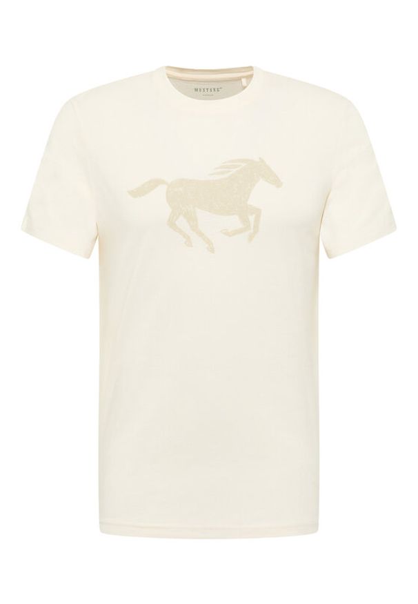 Mustang T-Shirt Austin 1016483 Beżowy Regular Fit. Kolor: beżowy. Materiał: bawełna
