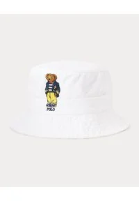 Ralph Lauren - RALPH LAUREN - Biały kapelusz Chino Bucket Hat. Kolor: biały. Materiał: bawełna. Wzór: haft #1