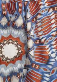 Born2be - Niebiesko-Pomarańczowe Wiskozowe Spodnie Typu Palazzo z Wysokim Stanem i Gumką w Pasie Agnalia. Okazja: na co dzień. Stan: podwyższony. Kolor: niebieski. Materiał: wiskoza. Długość: długie. Styl: casual #4