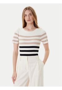 Morgan Sweter 252-MPIANA Beżowy Slim Fit. Kolor: beżowy. Materiał: wiskoza