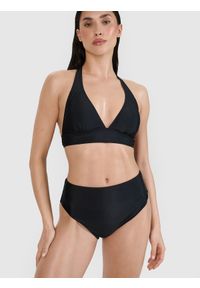 4f - 4F Dół od bikini damski - czarny M. Stan: podwyższony. Kolor: czarny. Materiał: materiał, syntetyk, elastan