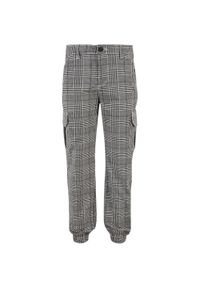 Urban Classics - Chłopcy Glen Plaid AllOver Print Cargo Jogging Bottoms. Kolor: wielokolorowy, czarny, biały. Wzór: nadruk. Sport: bieganie