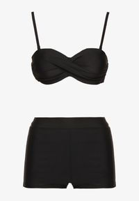 Renee - Czarne Bikini 3-częściowe Biustonosz z Wiązaniem Majtki Figi i Bokserki Vinalle. Kolor: czarny. Wzór: aplikacja