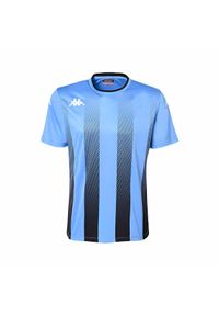 Jersey Kappa Bugo. Kolor: wielokolorowy, niebieski, czarny. Materiał: jersey. Długość rękawa: krótki rękaw. Długość: krótkie. Wzór: nadruk, paski. Sport: piłka nożna #1