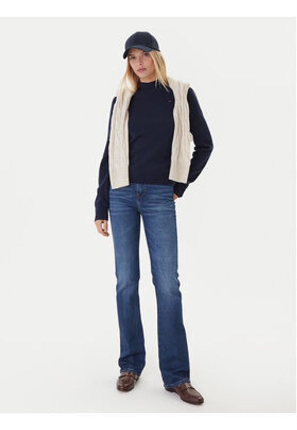 TOMMY HILFIGER - Tommy Hilfiger Sweter WW0WW47468 Granatowy Regular Fit. Kolor: niebieski. Materiał: wełna
