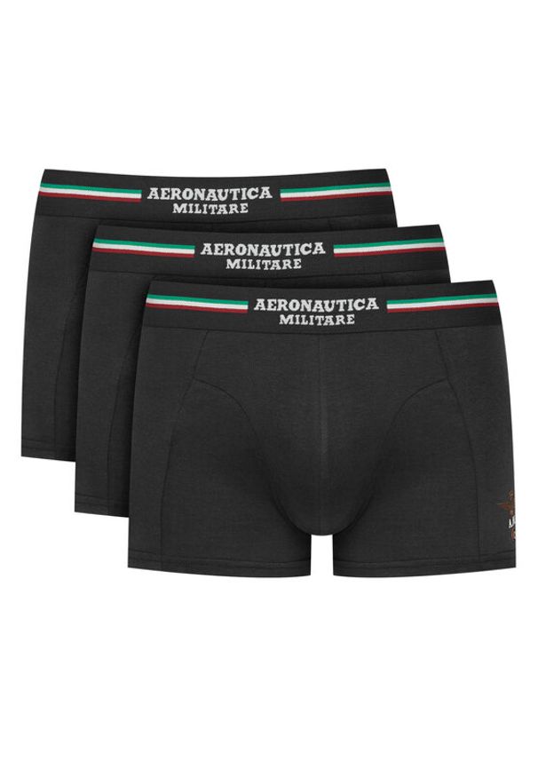 Aeronautica Militare Komplet 3 par bokserek AM1UBX001T Czarny. Kolor: czarny. Materiał: bawełna