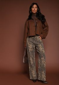 Renee - Panterkowe Jeansy High Waist o Szerokim Kroju Quelire. Okazja: na co dzień. Stan: podwyższony. Styl: casual #6