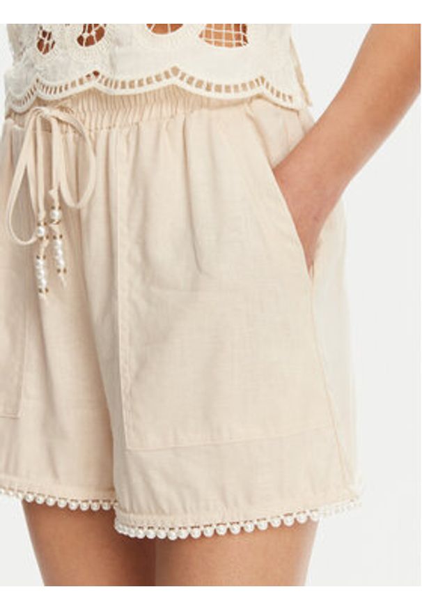 TwinSet - TWINSET Szorty materiałowe 251LM2QGG Beżowy Regular Fit. Kolor: beżowy. Materiał: wiskoza