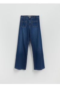 Reserved - Jeansy wide leg z naszywanymi kieszeniami - niebieski. Kolor: niebieski #1