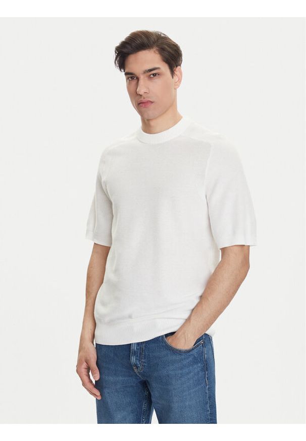 BOSS Sweter Kencel 50545678 Biały Regular Fit. Kolor: biały. Materiał: syntetyk