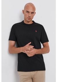 Polo Ralph Lauren T-shirt 710811284001 męski kolor czarny gładki. Okazja: na co dzień. Typ kołnierza: polo. Kolor: czarny. Materiał: dzianina. Wzór: gładki. Styl: casual #1