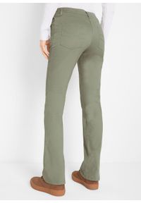 Spodnie ze stretchem BOOTCUT bonprix oliwkowy. Kolor: zielony. Materiał: materiał, bawełna, elastan #6