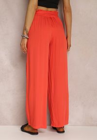 Renee - Ciemnopomarańczowe Spodnie Szerokie Phiorephis. Kolor: pomarańczowy. Materiał: materiał, tkanina, wiskoza. Długość: długie. Wzór: kwiaty, gładki #3