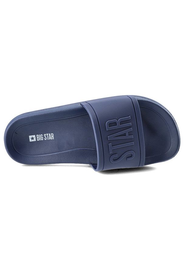Big-Star - Granatowe Klapki Big Star Męskie Wodoodporne Buty. Okazja: na plażę, do pracy, na spacer, na co dzień. Kolor: niebieski. Materiał: jeans. Wzór: napisy. Styl: wakacyjny, casual