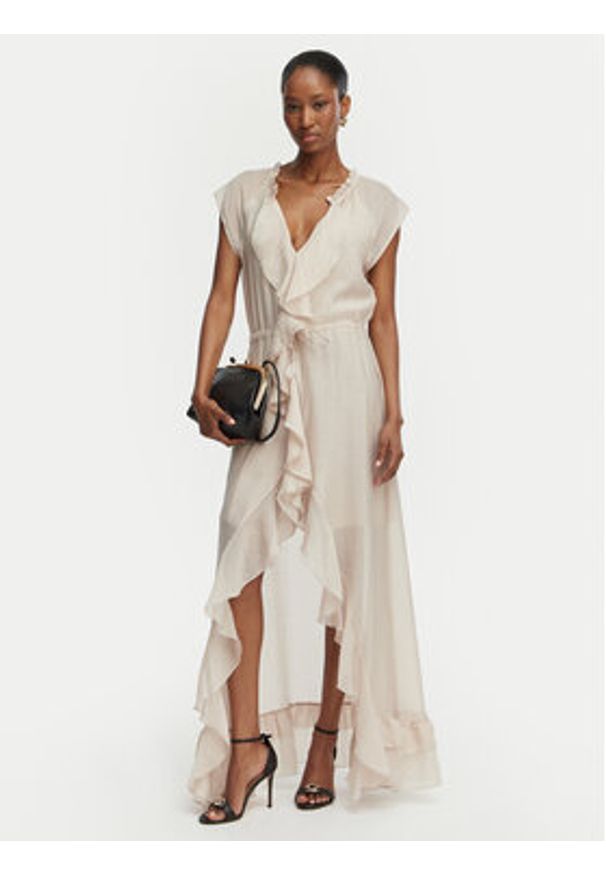 Guess Sukienka koktajlowa W6GK87 W2111 Beżowy jasny Regular Fit. Kolor: beżowy. Materiał: syntetyk. Styl: wizytowy