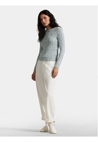 Polo Ralph Lauren Sweter 211935303009 Błękitny Slim Fit. Typ kołnierza: polo. Kolor: niebieski. Materiał: bawełna