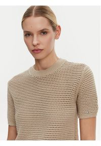 TOMMY HILFIGER - Tommy Hilfiger Sweter Pointelle WW0WW45950 Beżowy Regular Fit. Kolor: beżowy. Materiał: bawełna