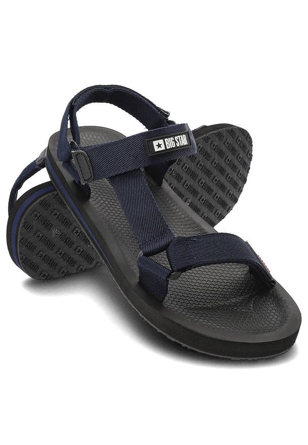Big-Star - Granatowe Sandały Big Star Męskie Buty Sportowe. Kolor: niebieski. Materiał: materiał. Sezon: lato. Styl: sportowy