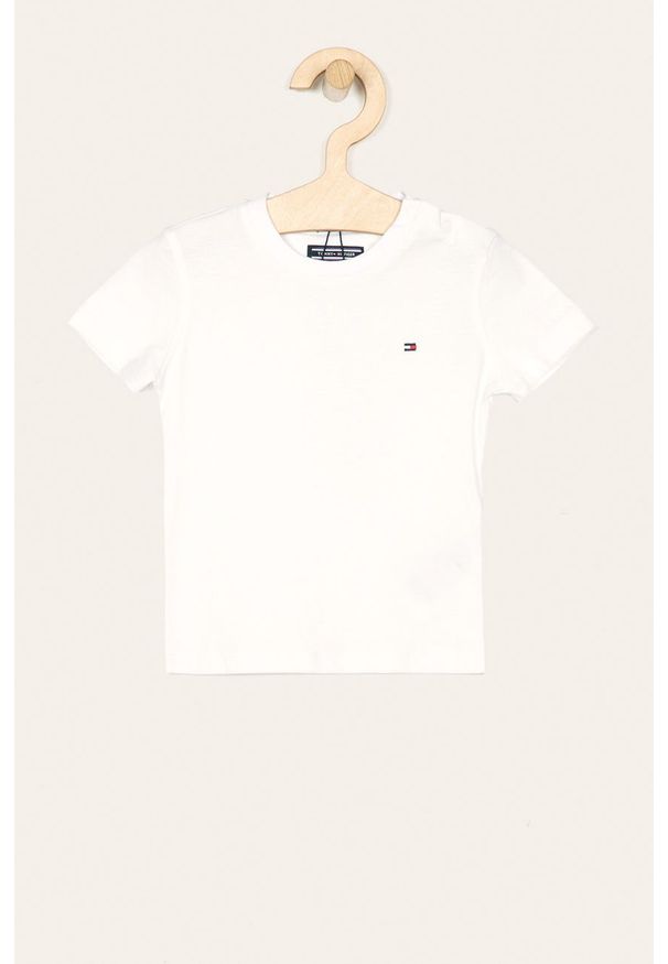 TOMMY HILFIGER - Tommy Hilfiger - T-shirt dziecięcy 74-176 cm. Okazja: na co dzień. Kolor: biały. Materiał: bawełna, materiał, dzianina. Wzór: gładki. Styl: casual