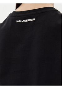 Karl Lagerfeld - KARL LAGERFELD T-Shirt A2W17097 Czarny Regular Fit. Typ kołnierza: dekolt w karo. Kolor: czarny. Materiał: bawełna