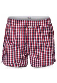 Luźne Męskie Bokserki, Bawełniane - Pako Jeans - Czerwień, Kratka. Kolor: czerwony. Materiał: bawełna. Wzór: kratka #1