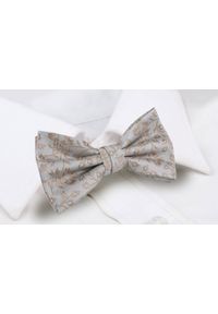 Mucha Męska z Poszetką - Chattier - Popielata z Beżowym Wzorem Kwiatowym. Kolor: szary, wielokolorowy, beżowy. Wzór: kwiaty. Styl: elegancki, sportowy #4
