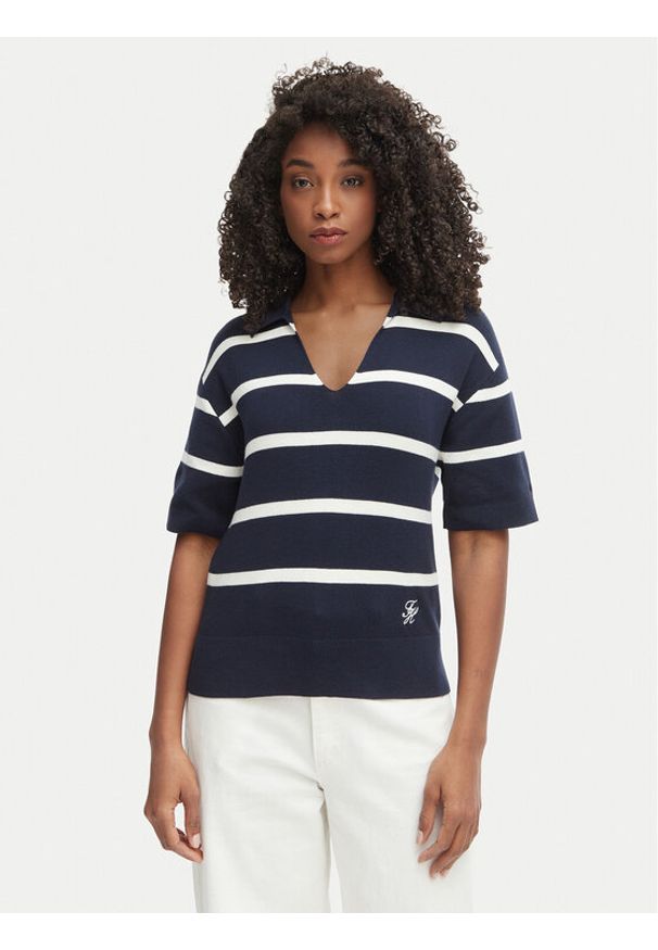 TOMMY HILFIGER - Tommy Hilfiger Sweter WW0WW45400 Granatowy Regular Fit. Kolor: niebieski. Materiał: bawełna