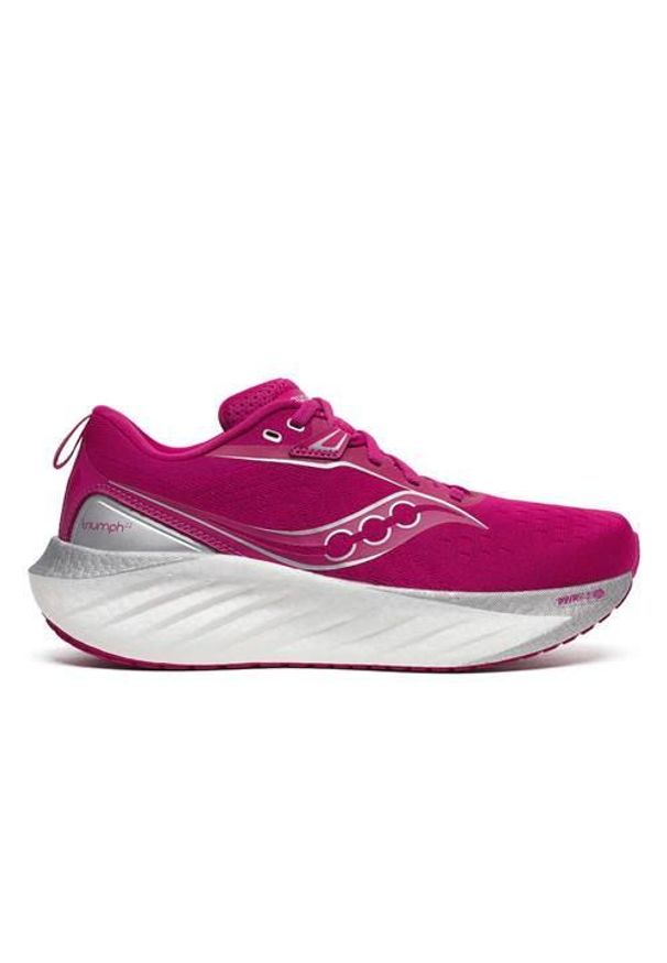 Buty do biegania damskie Saucony Triumph 22. Zapięcie: sznurówki. Kolor: różowy. Materiał: syntetyk, materiał, tkanina. Szerokość cholewki: normalna. Sport: bieganie