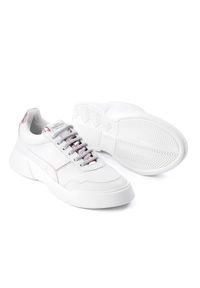 PREMIUM BASICS - Sneakersy Pink Mirror. Kolor: biały. Wzór: aplikacja #3