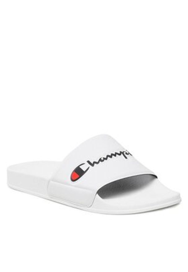 Champion Klapki Slide Varsity S11544-CHA-WW001 Biały. Kolor: biały. Materiał: skóra