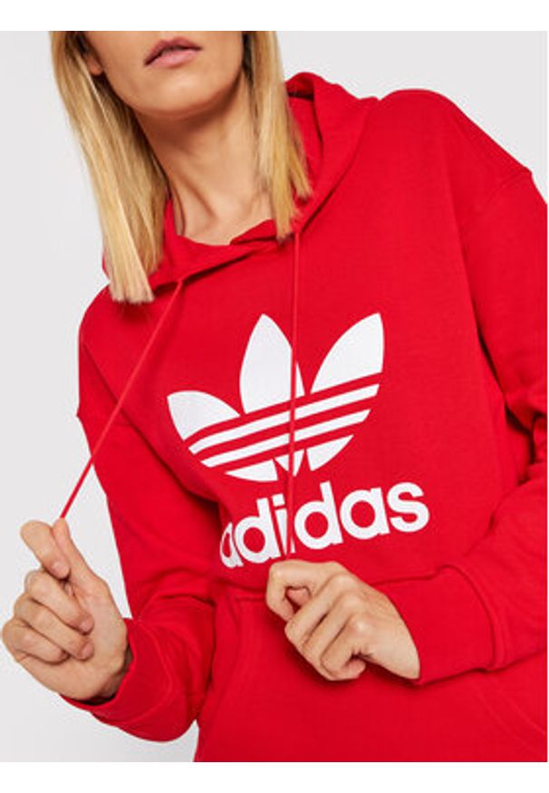 Adidas - adidas Bluza adicolor Trefoil HE6953 Czerwony Regular Fit. Kolor: czerwony. Materiał: bawełna