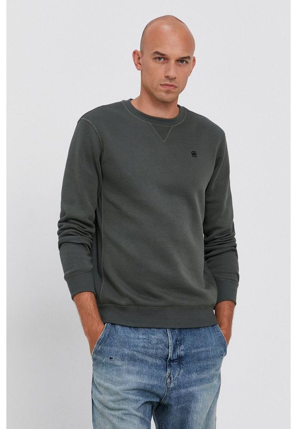 G-Star RAW - G-Star Raw - Bluza D16917.C235. Kolor: zielony. Materiał: dzianina. Wzór: gładki