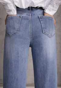 Renee - Niebieskie Jeansy Wide Leg High Waist z Elastycznego Denimu z Bawełną Jelimia. Okazja: na co dzień. Stan: podwyższony. Kolor: niebieski. Styl: casual, elegancki #3