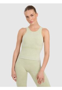 4f - 4F Top do jogi i pilatesu slim szybkoschnący damski - zielony M/L. Kolor: zielony. Materiał: guma, włókno, elastan, materiał. Sport: joga i pilates