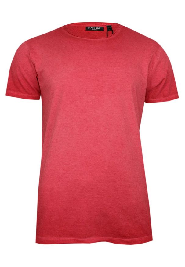 Brave Soul - Czerwony T-Shirt (Koszulka) Bez Nadruku -BRAVE SOUL- Męski, Okrągły Dekolt, Krótki Rękaw. Okazja: na co dzień. Kolor: czerwony. Materiał: bawełna. Długość rękawa: krótki rękaw. Długość: krótkie. Styl: casual