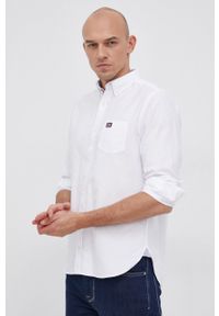 GANT - Gant Koszula bawełniana męska kolor biały regular z kołnierzykiem button-down. Typ kołnierza: button down. Kolor: biały. Materiał: bawełna. Długość rękawa: długi rękaw. Długość: długie. Wzór: gładki