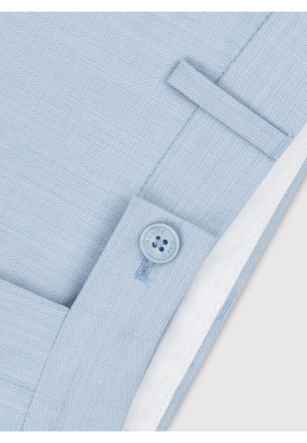 Pako Lorente - PAKO LORENTE – Gładkie błękitne spodnie garniturowe. Kolor: niebieski. Materiał: poliester, lycra, wełna. Wzór: gładki