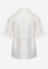 Renee - Biała Koszula z Bawełną o Nietoperzowym Kroju z Wiązaniem w Stylu Utility Kelathe. Kolor: biały. Materiał: bawełna #5