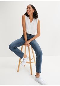 bonprix - Dżinsy ze stretchem straight, mid waist. Kolor: niebieski. Wzór: kolorowy #3