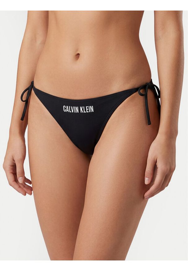 Calvin Klein Swimwear Dół od bikini LV00Q61220 Czarny. Kolor: czarny. Materiał: syntetyk