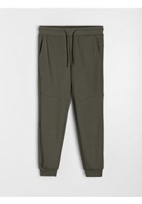 Sinsay - Spodnie jogger dresowe pique - khaki. Kolor: brązowy. Materiał: dresówka