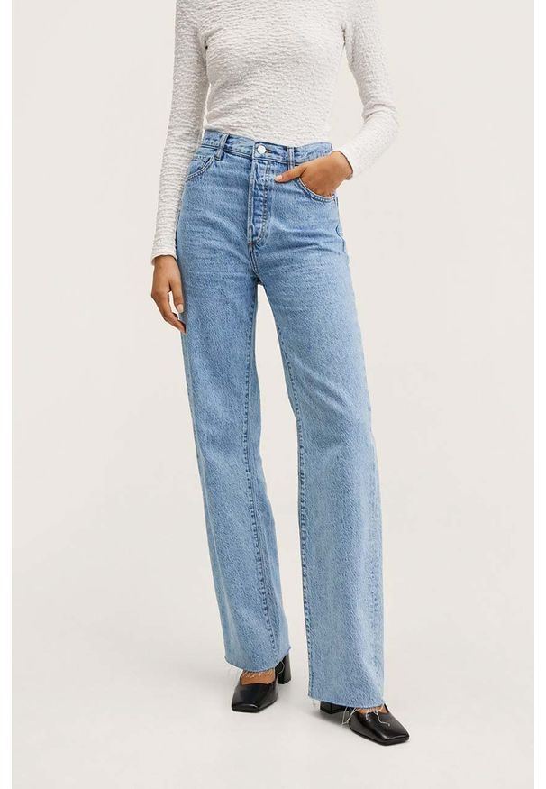 mango - Mango jeansy Nora damskie high waist. Stan: podwyższony. Kolor: niebieski