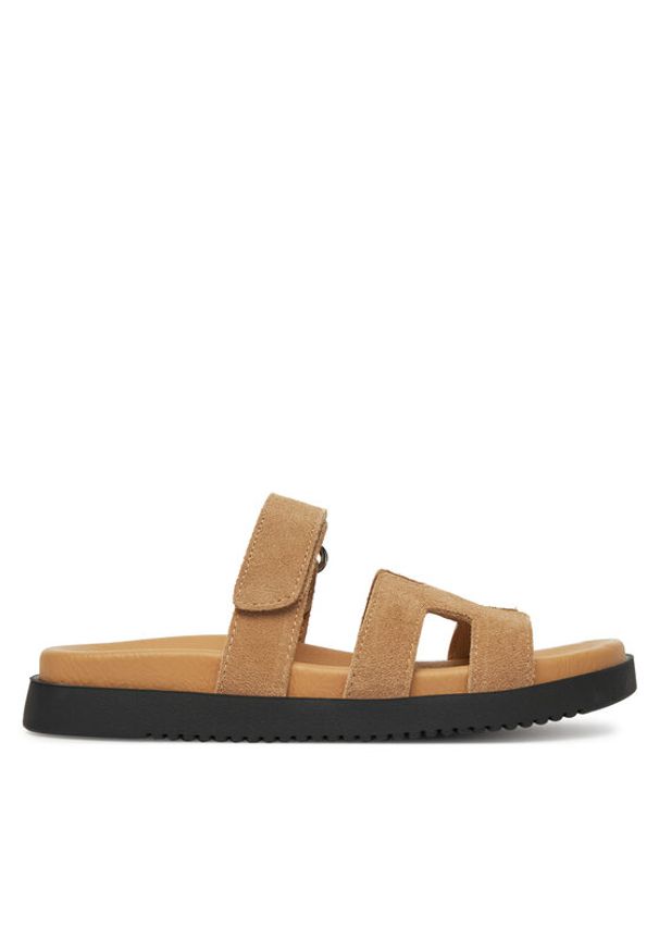 DeeZee Klapki DZ-S1 Beżowy. Kolor: beżowy. Materiał: skóra, zamsz